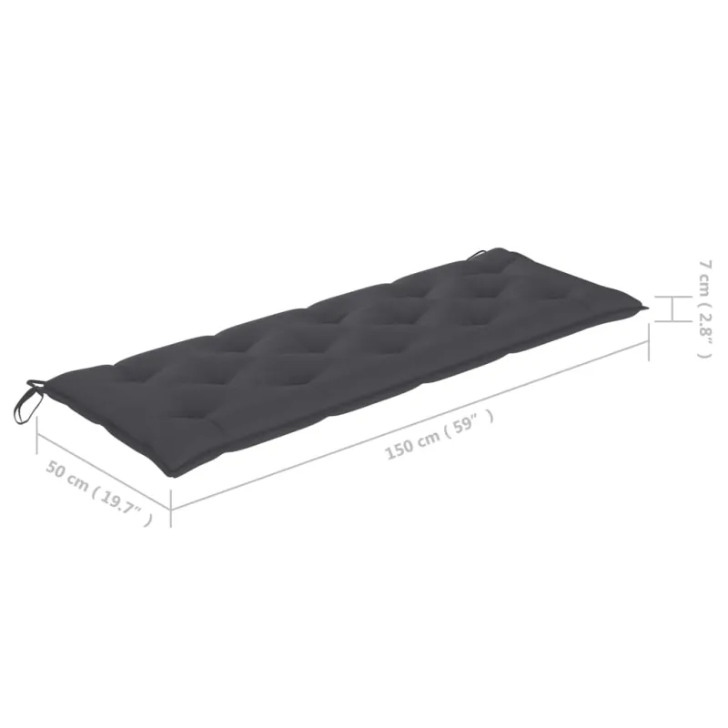Sudedamas sodo suoliukas su pagalvėle, 159 cm, tikmedis