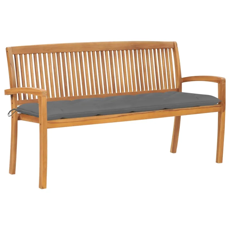 Sudedamas sodo suoliukas su pagalvėle, 159 cm, tikmedis