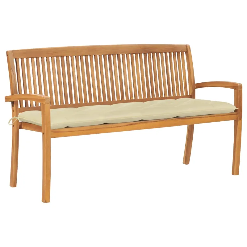 Sudedamas sodo suoliukas su pagalvėle, 159 cm, tikmedis