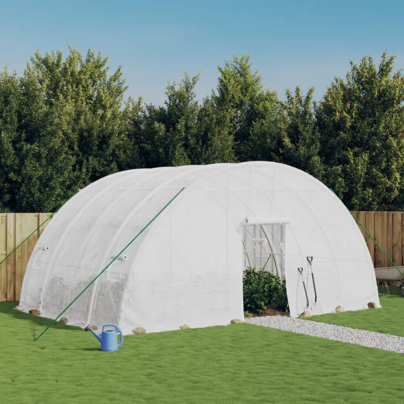 Šiltnamis su plieniniu rėmu, baltas, 24 m², 6x4x2,85 m