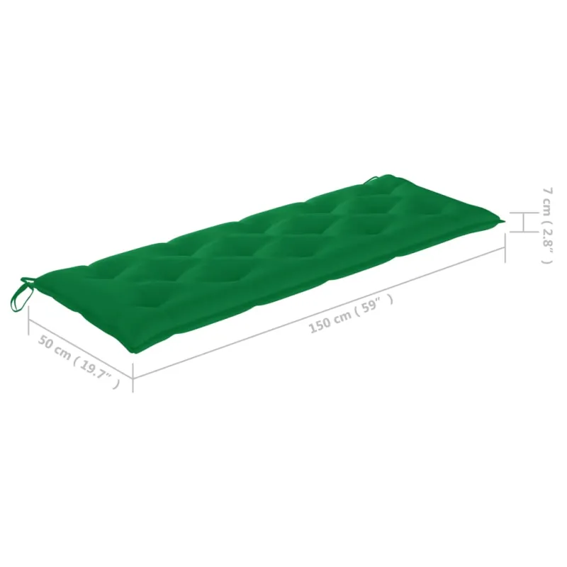 Sudedamas sodo suoliukas su pagalvėle, 159 cm, tikmedis