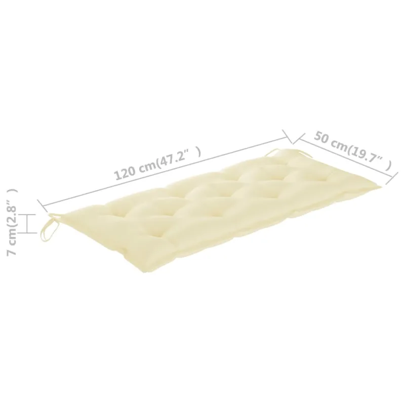 Sodo suoliukas su pagalvėle, 120cm, akacijos medienos masyvas