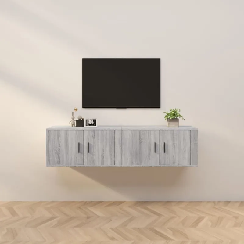 Sieninės TV spintelės, 2vnt., pilkos ąžuolo, 80x34,5x40cm