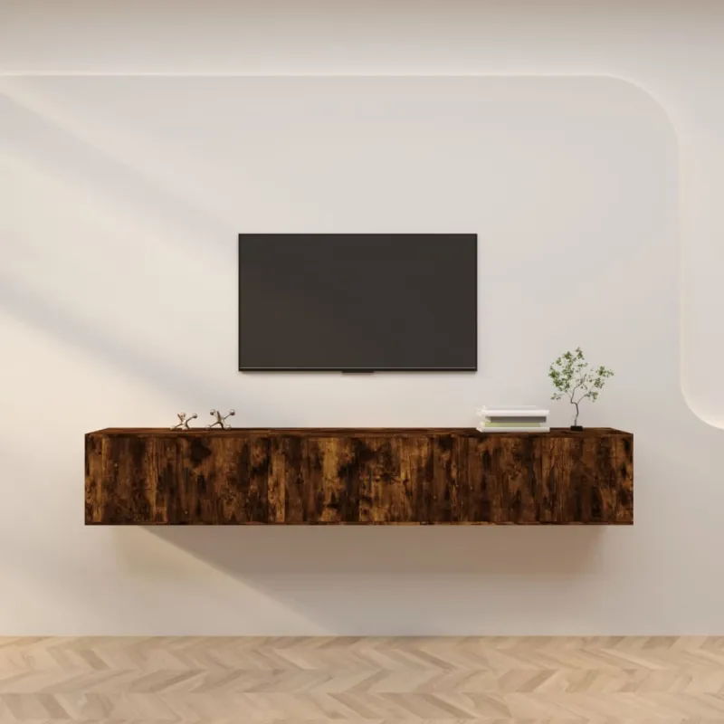 Sieninės TV spintelės, 3vnt., dūminio ąžuolo, 80x34,5x40cm