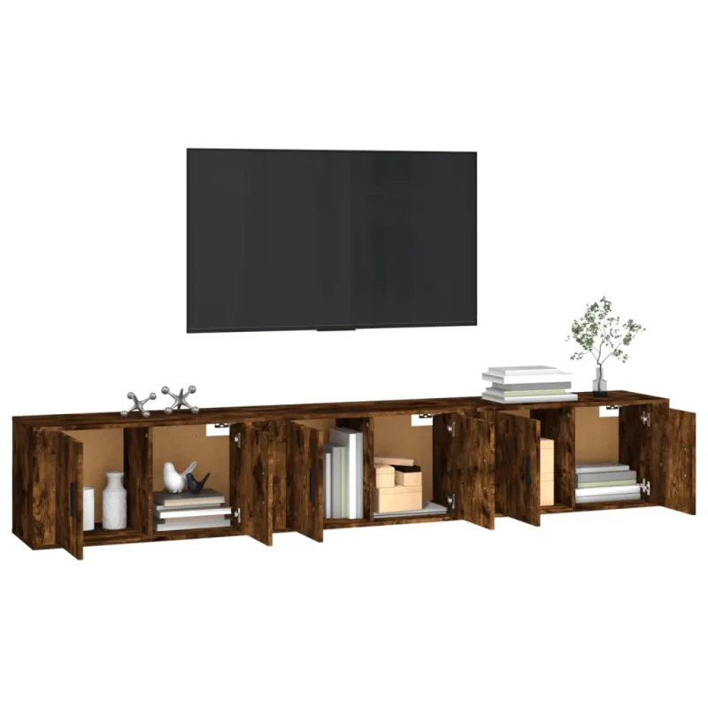 Sieninės TV spintelės, 3vnt., dūminio ąžuolo, 80x34,5x40cm