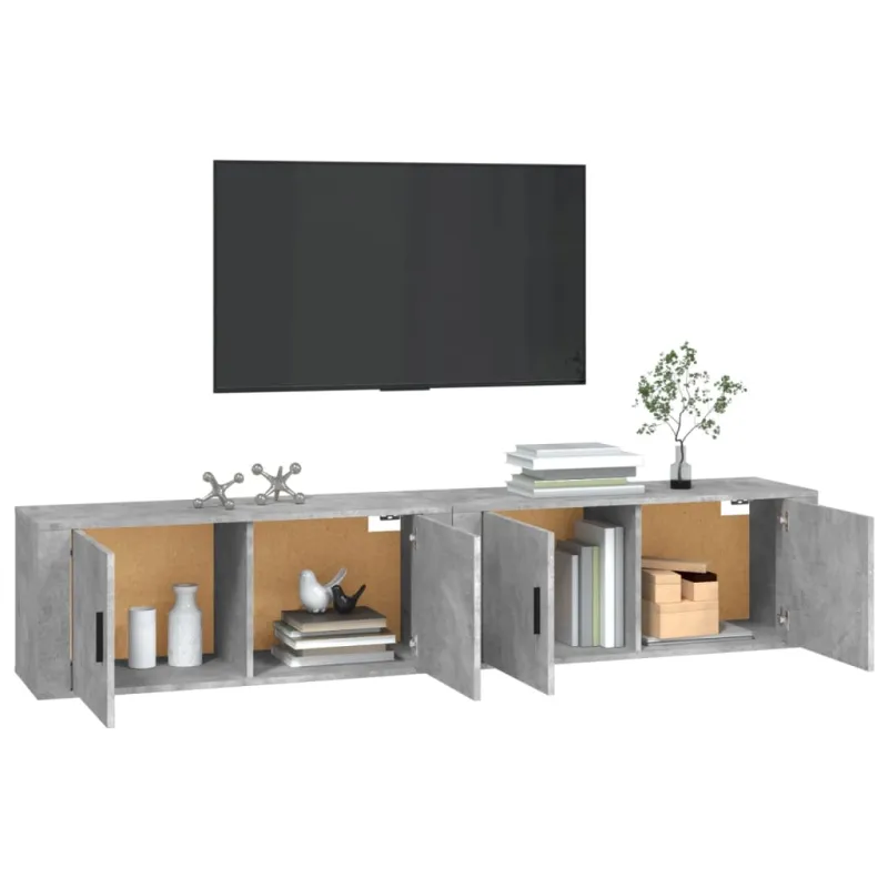 Sieninės TV spintelės, 2vnt., betono pilkos, 100x34,5x40cm