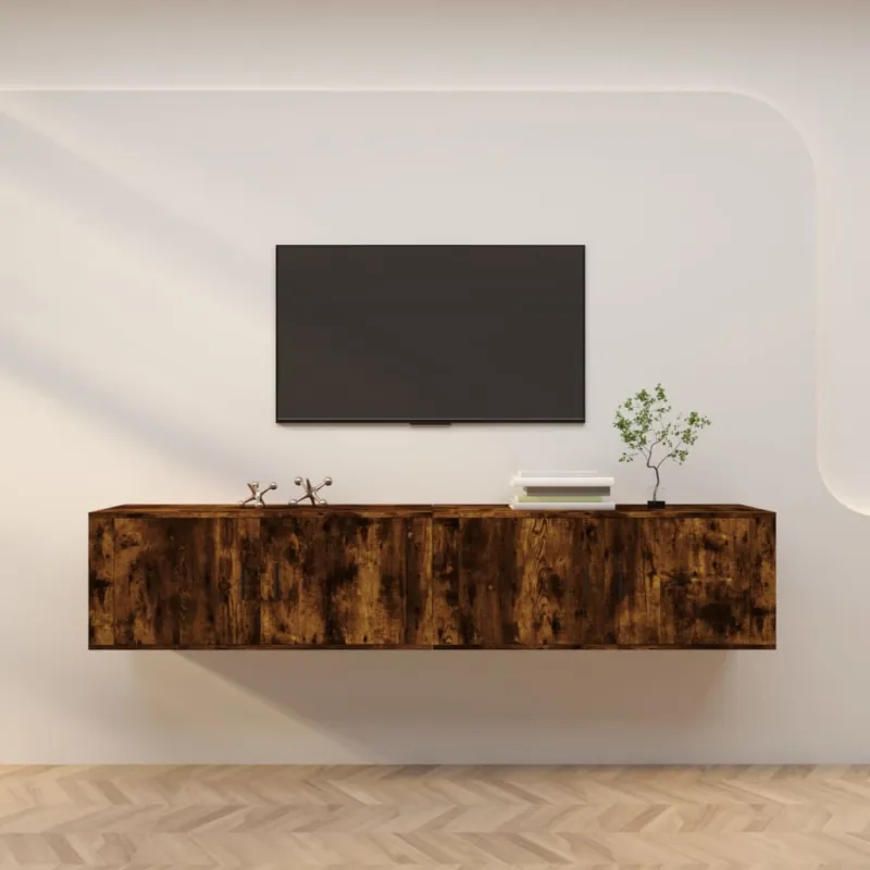 Sieninės TV spintelės, 2vnt., dūminio ąžuolo, 100x34,5x40cm