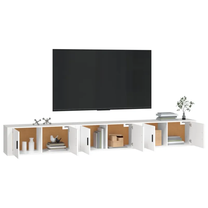 Sieninės televizoriaus spintelės, 3vnt., baltos, 100x34,5x40cm