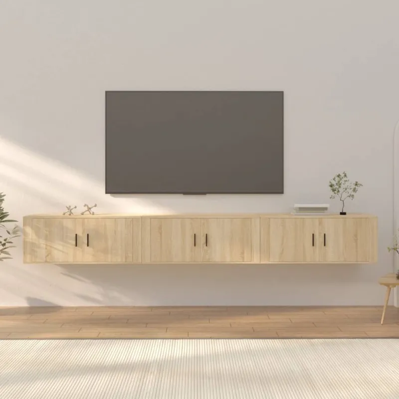 Sieninės televizoriaus spintelės, 3vnt., ąžuolo, 100x34,5x40cm