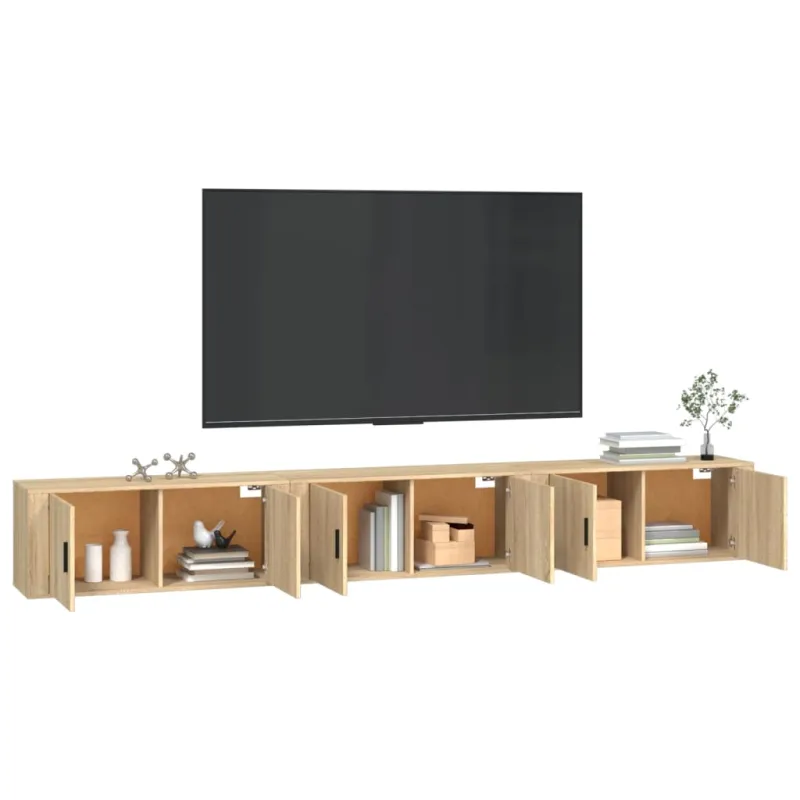 Sieninės televizoriaus spintelės, 3vnt., ąžuolo, 100x34,5x40cm