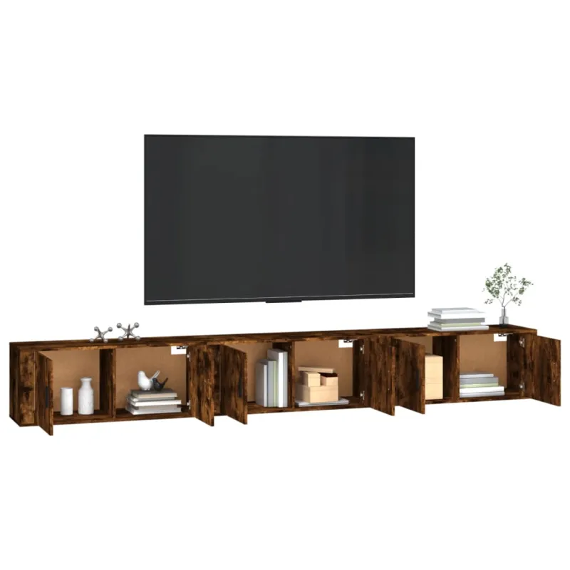 Sieninės TV spintelės, 3vnt., dūminio ąžuolo, 100x34,5x40cm