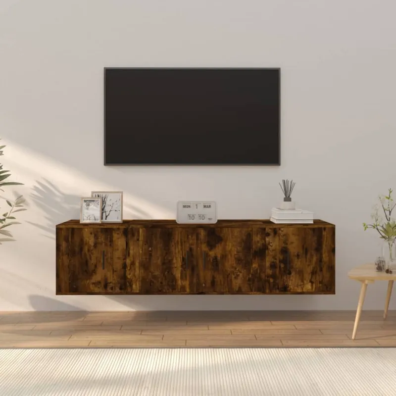 TV spintelių komplektas, 3 dalių, dūminio ąžuolo, mediena