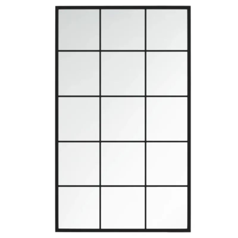 Sieniniai veidrodžiai, 6vnt., juodos spalvos, 100x60cm, metalas