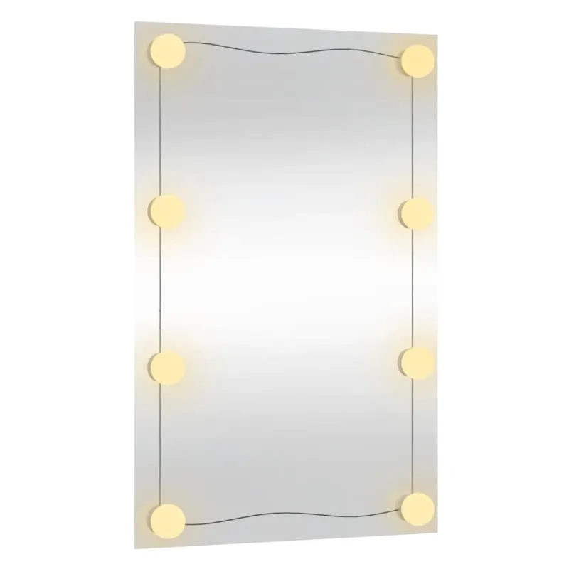 Sieninis veidrodis su LED lemputėmis, 40x60cm, stiklas