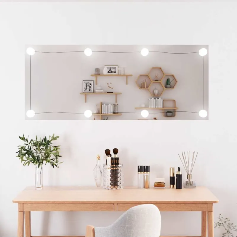 Sieninis veidrodis su LED lemputėmis, 40x100cm, stiklas