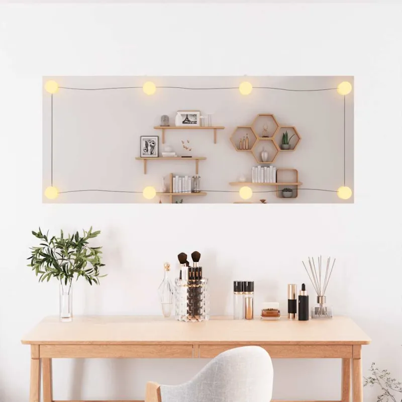 Sieninis veidrodis su LED lemputėmis, 40x100cm, stiklas