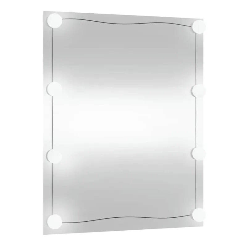 Sieninis veidrodis su LED lemputėmis, 50x60cm, stiklas