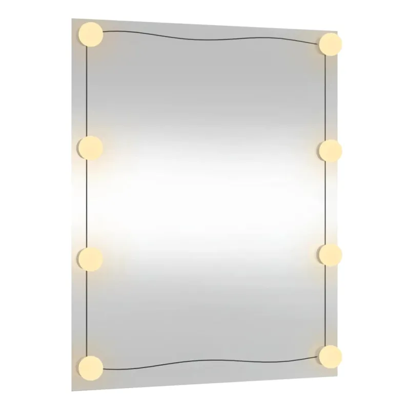 Sieninis veidrodis su LED lemputėmis, 50x60cm, stiklas