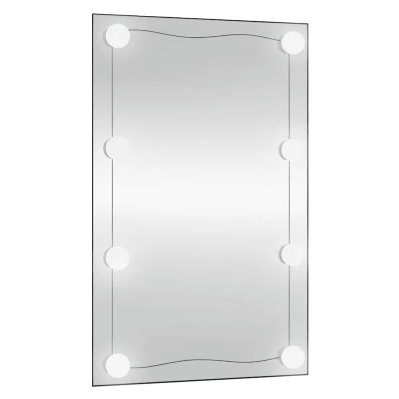 Sieninis veidrodis su LED lemputėmis, 50x80cm, stiklas