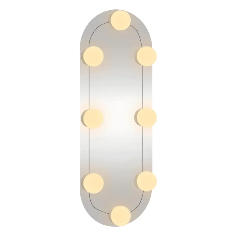 Sieninis veidrodis su LED lemputėmis, 15x40cm, stiklas