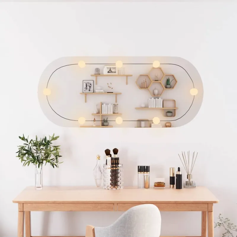 Sieninis veidrodis su LED lemputėmis, 40x90cm, stiklas