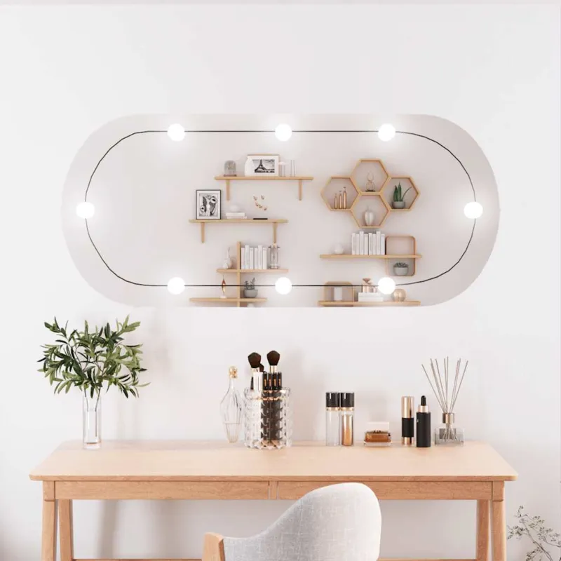 Sieninis veidrodis su LED lemputėmis, 45x100cm, stiklas