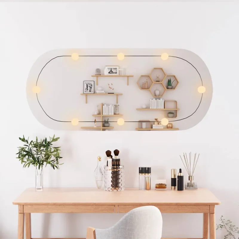 Sieninis veidrodis su LED lemputėmis, 45x100cm, stiklas