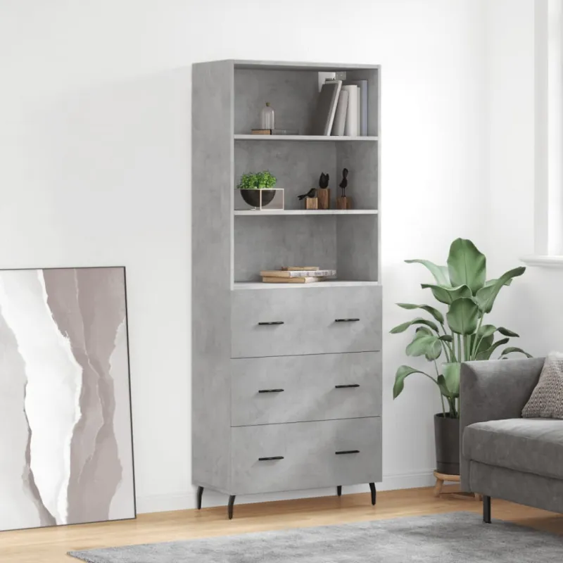 Komoda, betono pilkos spalvos, 69,5x34x180cm, apdirbta mediena