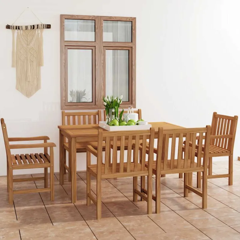 7-os osan puutarhan ruokailuryhmä, 150x90 cm, tikistä puuta