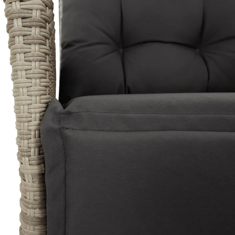 Sodo komplekti, 7 osaa, harmaa, polyrattana, pehmusteilla