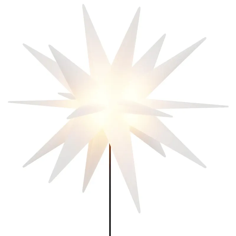 Kalėdiniai šviestuvai su smaigais/LED, 3vnt., balti, 57cm