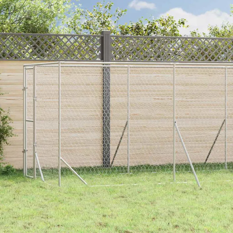 Lauko voljeras šunims, sidabrinis, 2x6x2m, plienas