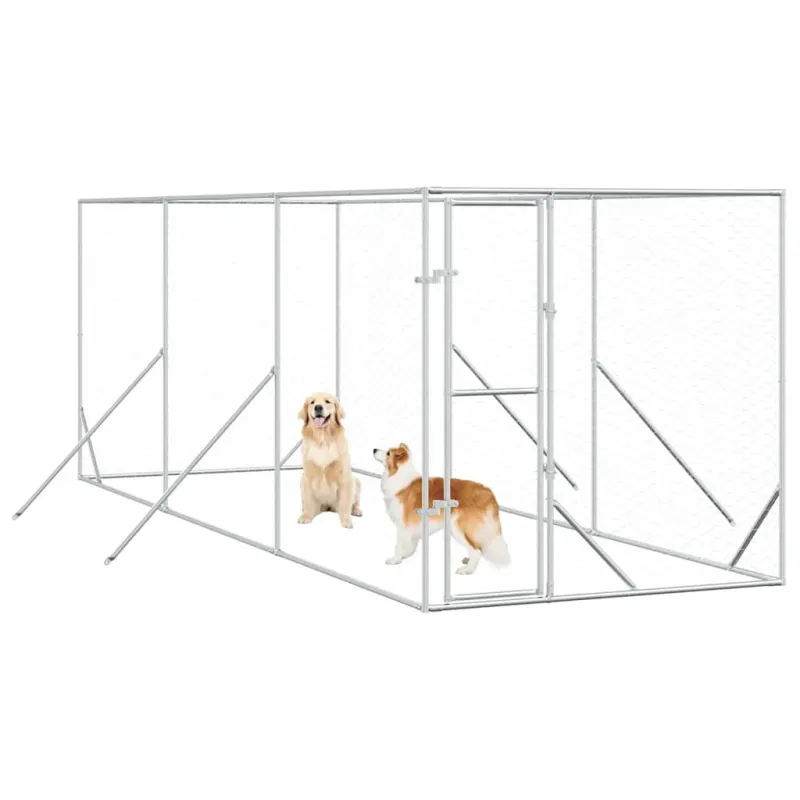 Lauko voljeras šunims, sidabrinis, 2x6x2m, plienas