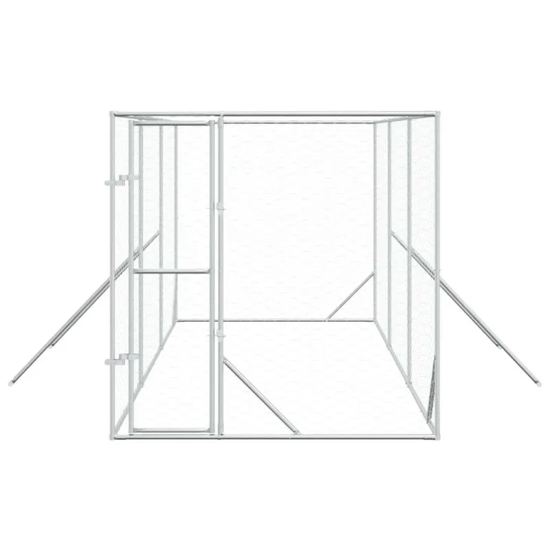 Lauko voljeras šunims, sidabrinis, 2x6x2m, plienas