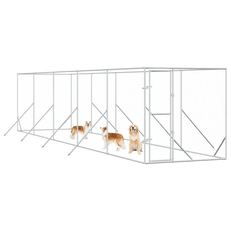 Lauko voljeras šunims, sidabrinis, 2x10x2m, plienas
