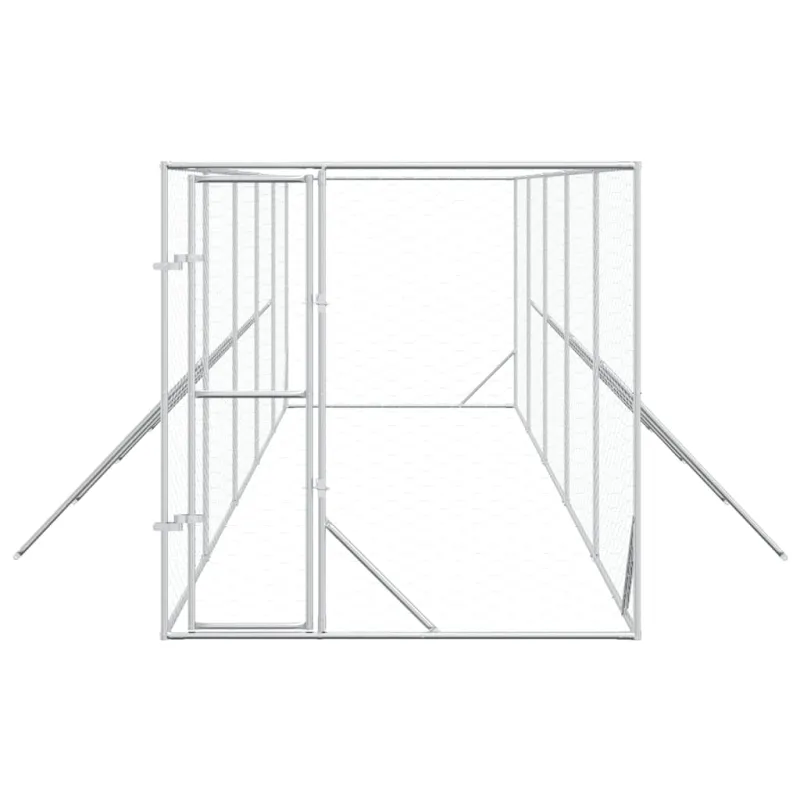Lauko voljeras šunims, sidabrinis, 2x10x2m, plienas