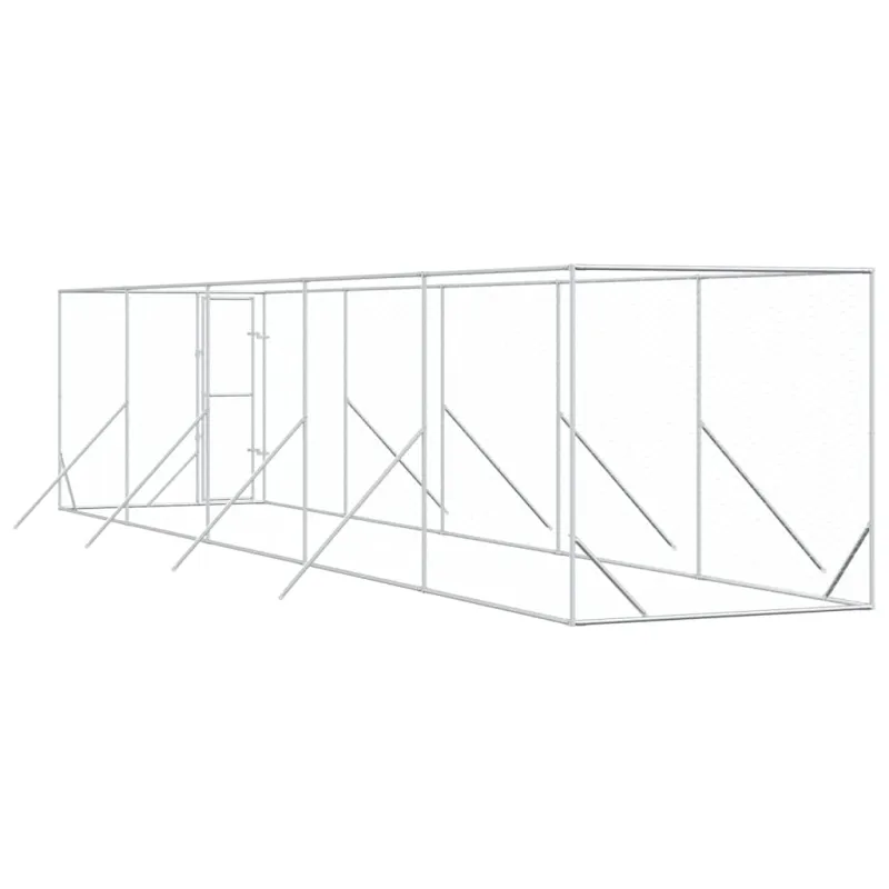 Lauko voljeras šunims, sidabrinis, 2x10x2m, plienas