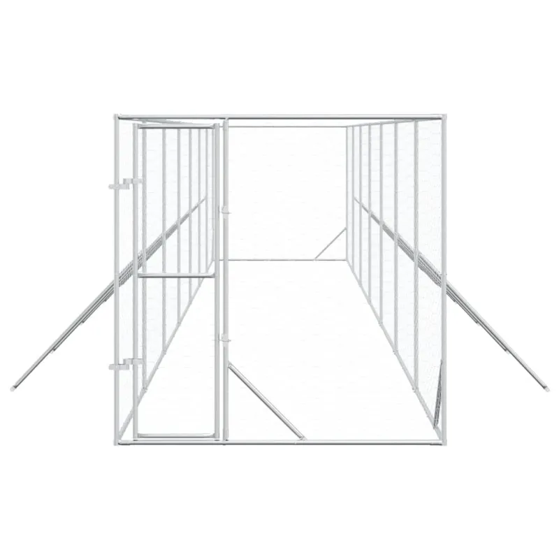 Lauko voljeras šunims, sidabrinis, 2x14x2m, plienas