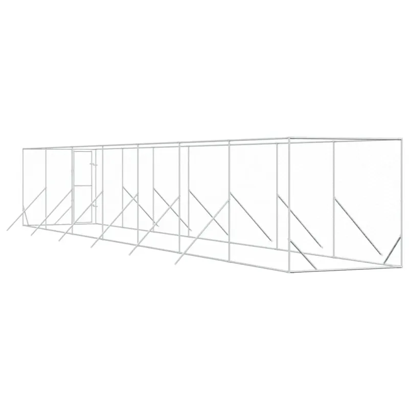 Lauko voljeras šunims, sidabrinis, 2x14x2m, plienas