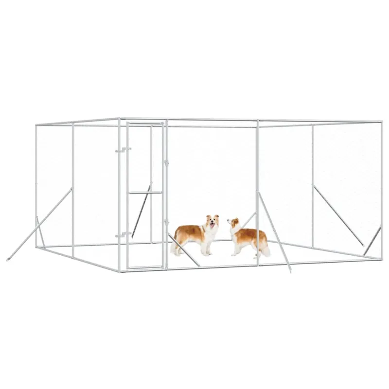 Lauko voljeras šunims, sidabrinis, 4x4x2m, plienas