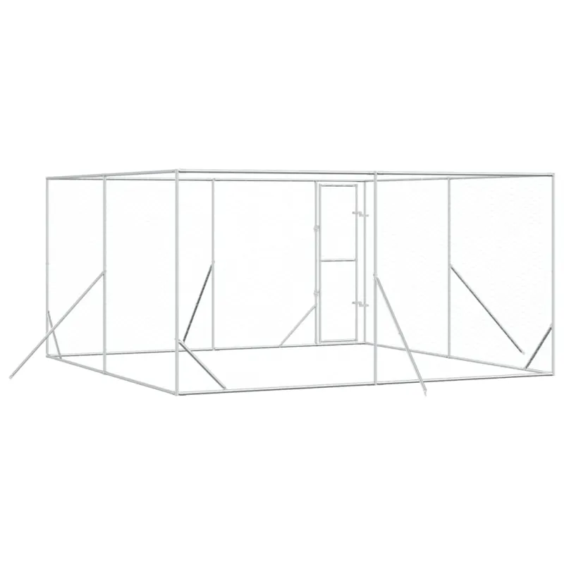 Lauko voljeras šunims, sidabrinis, 4x4x2m, plienas