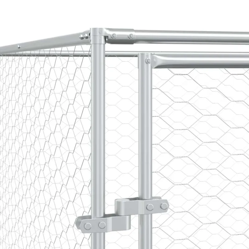 Lauko voljeras šunims, sidabrinis, 4x4x2m, plienas