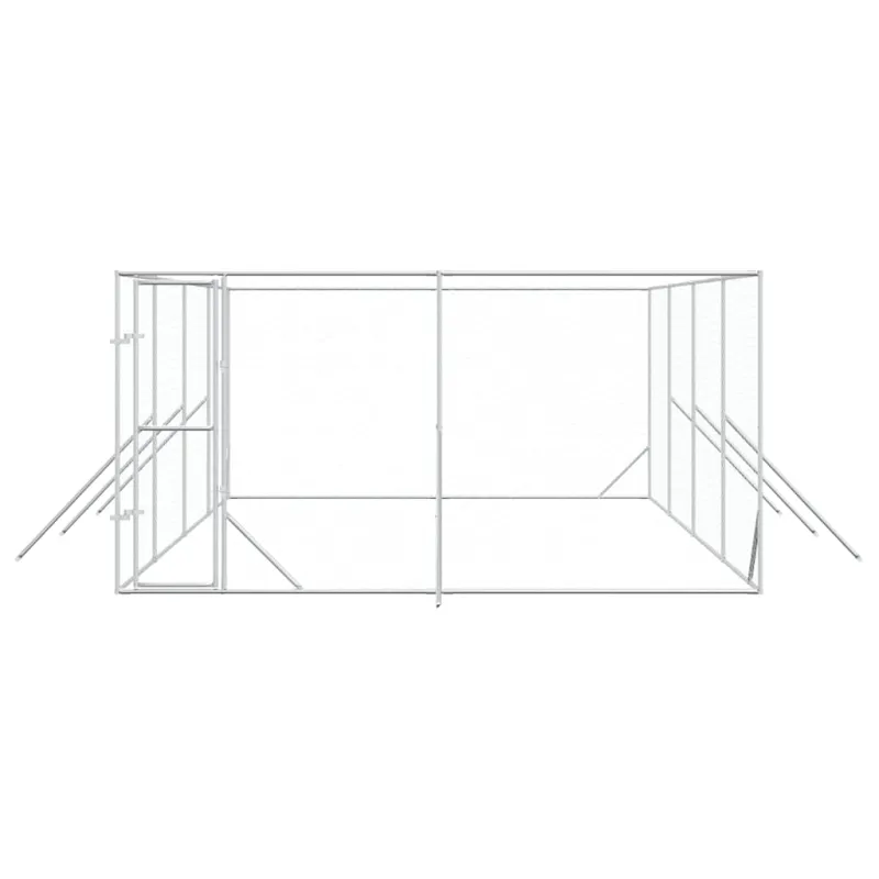 Lauko voljeras šunims, sidabrinis, 4x8x2m, plienas