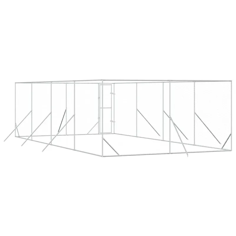 Lauko voljeras šunims, sidabrinis, 4x8x2m, plienas