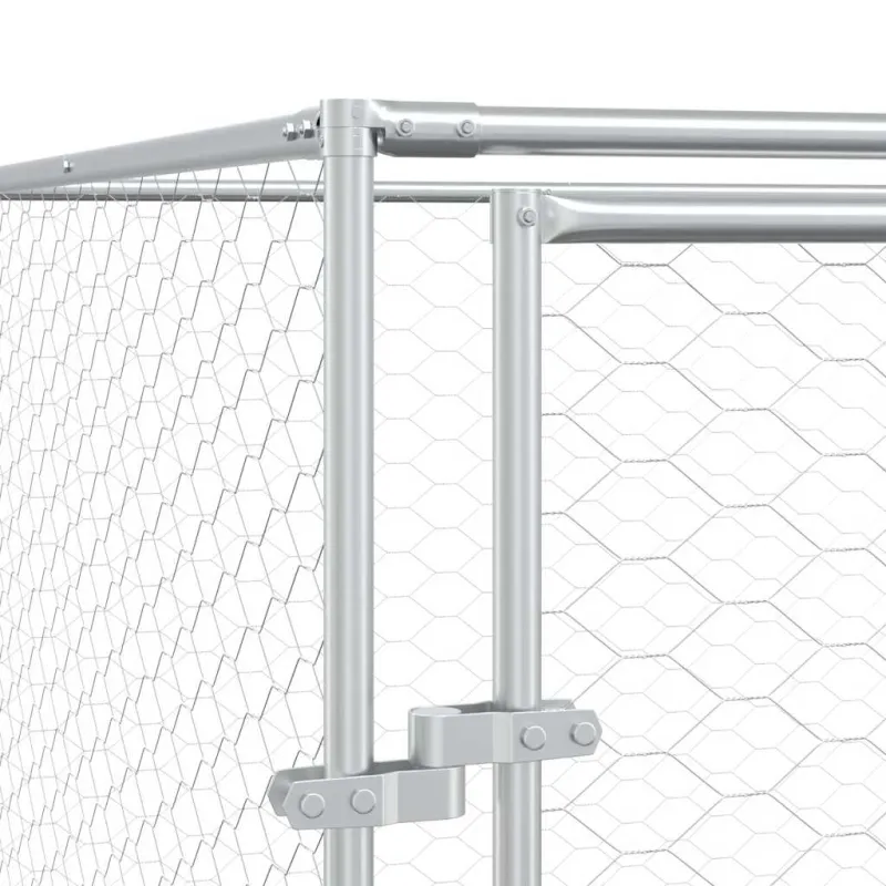Lauko voljeras šunims, sidabrinis, 4x8x2m, plienas