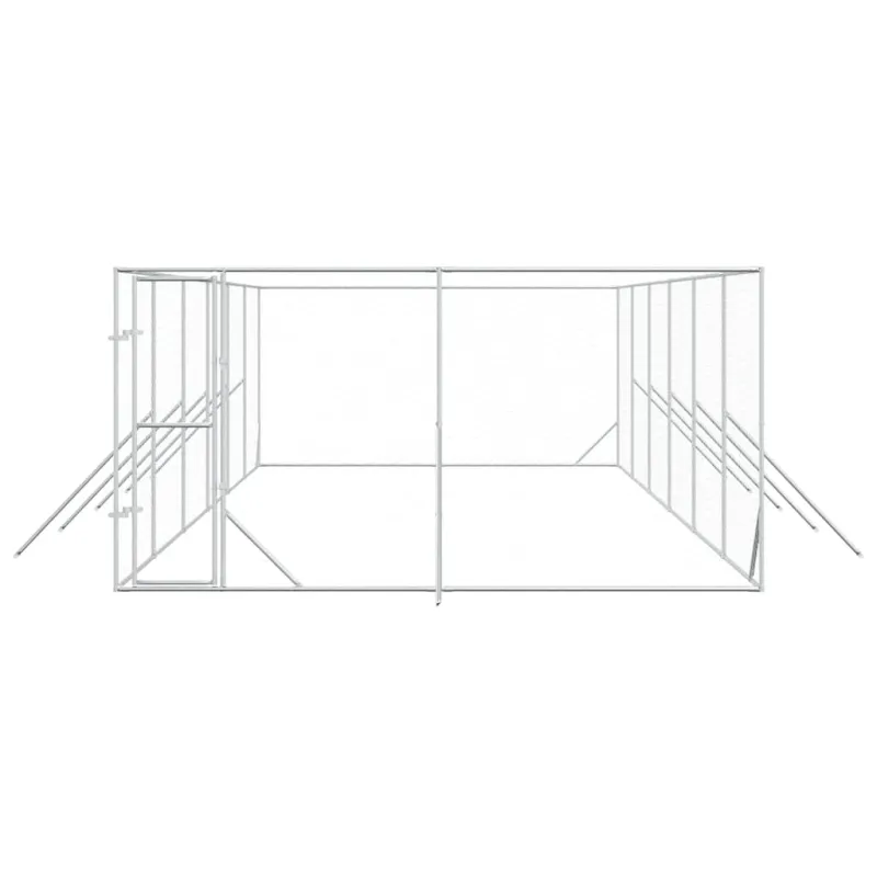 Lauko voljeras šunims, sidabrinis, 4x12x2m, plienas
