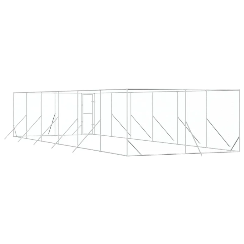 Lauko voljeras šunims, sidabrinis, 4x12x2m, plienas