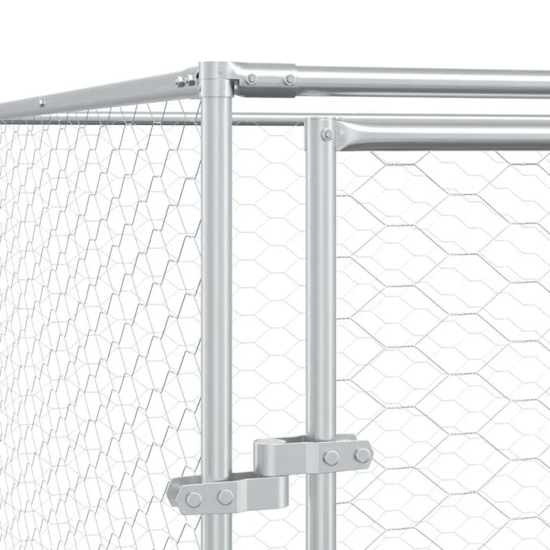 Lauko voljeras šunims, sidabrinis, 4x12x2m, plienas