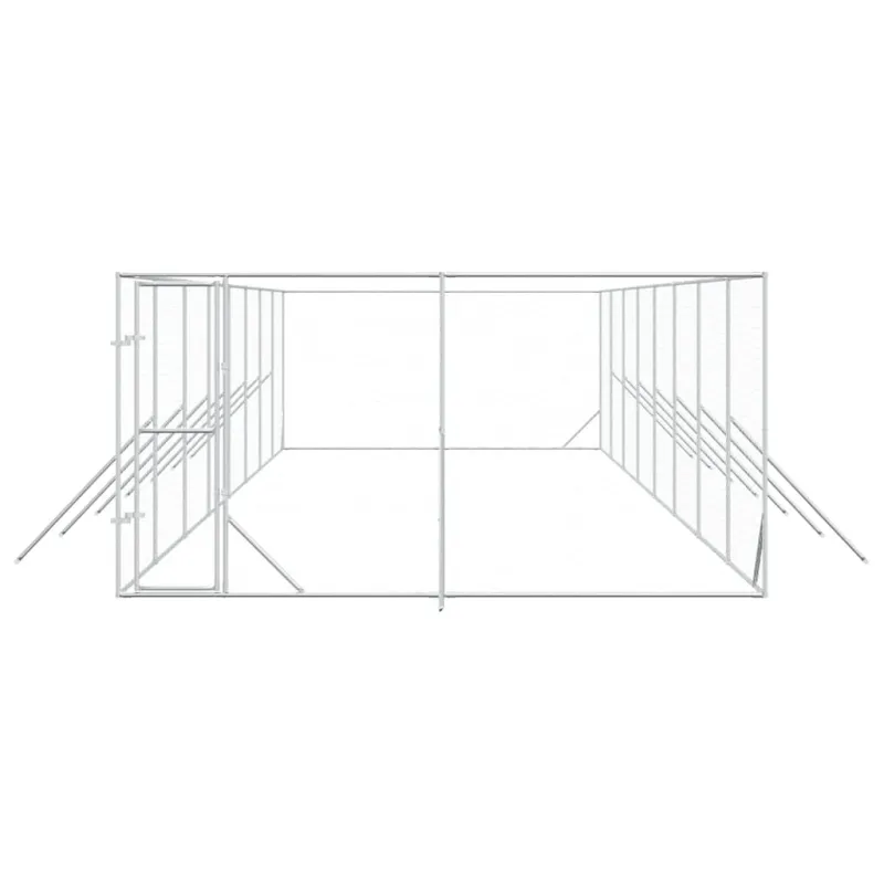 Lauko voljeras šunims, sidabrinis, 4x16x2m, plienas