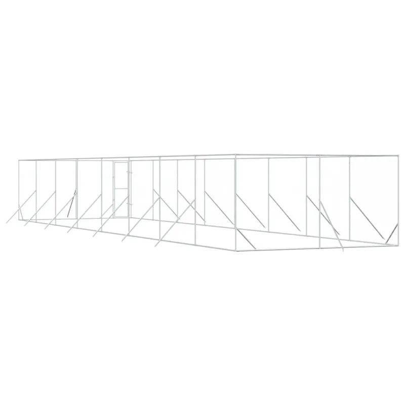 Lauko voljeras šunims, sidabrinis, 4x16x2m, plienas